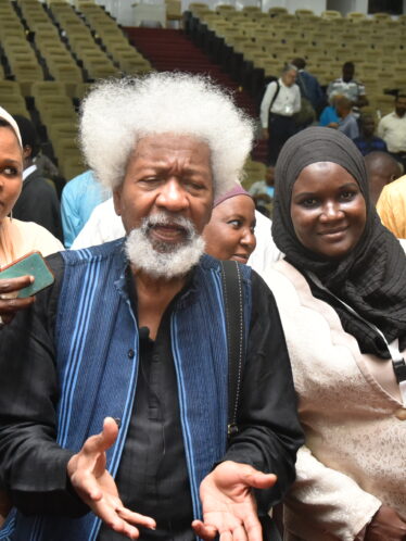 Nobel laureate Wole Soyinka after delivering the keynote address at the AHP Regional Assembly in Abuja, Nigeria, February 2020
