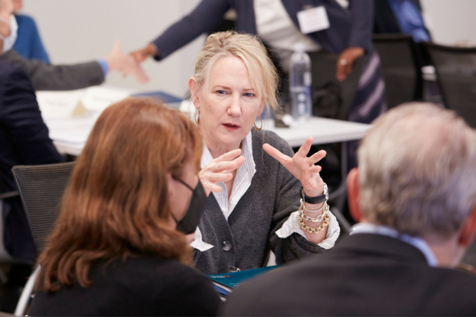 Bonnie Dow, Dean of Academic Affairs at Vanderbilt University, in discussion at the ACLS Research University Consortium Meeting in October 2022.