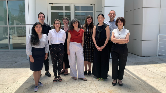 2022 Getty/ACLS Postdoctoral Fellows in the History of Art stand outside the Getty Center in Los Angeles.