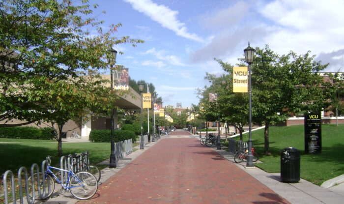 Brick bike path at Virginia Commonwealth University.