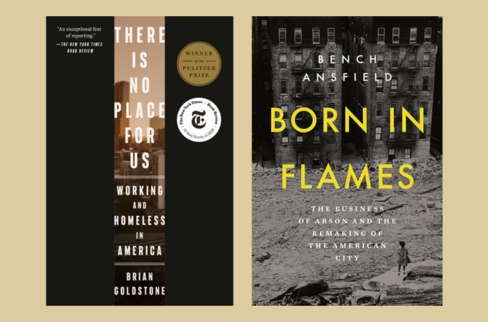 Book covers of There Is No Place for Us: Working and Homeless in America and Born in Flames: The Business of Arson and The Remaking of the American City